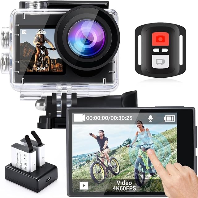 icefox i8 action camera with waterproof case, remote control and two batteries