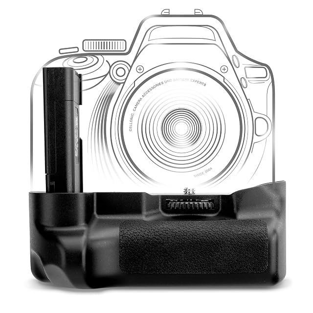 CELLONIC vertical battery grip fitted beneath a Nikon reflex body