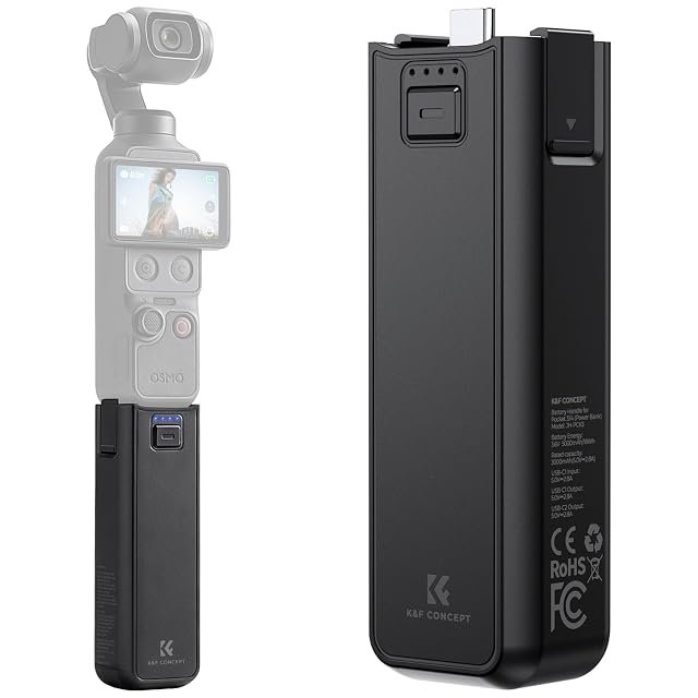 K&F Concept battery grip handle attached to a DJI Osmo Pocket