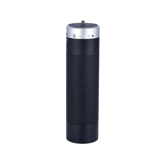 Rollei battery grip with its D-Tap and USB-C outputs beside a LUX light