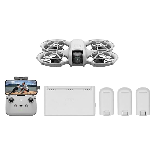 DJI Neo small white drone with integrated propeller guards resting on a hand