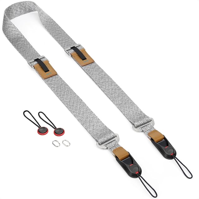 Sunya camera strap with its anchor loops, adapter rings and rubber pads