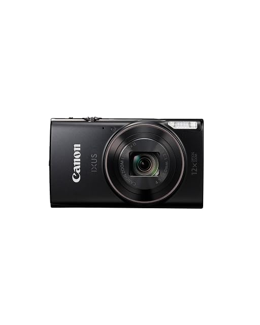 Canon IXUS 285 HS black slim compact camera with a metal body and retracted lens
