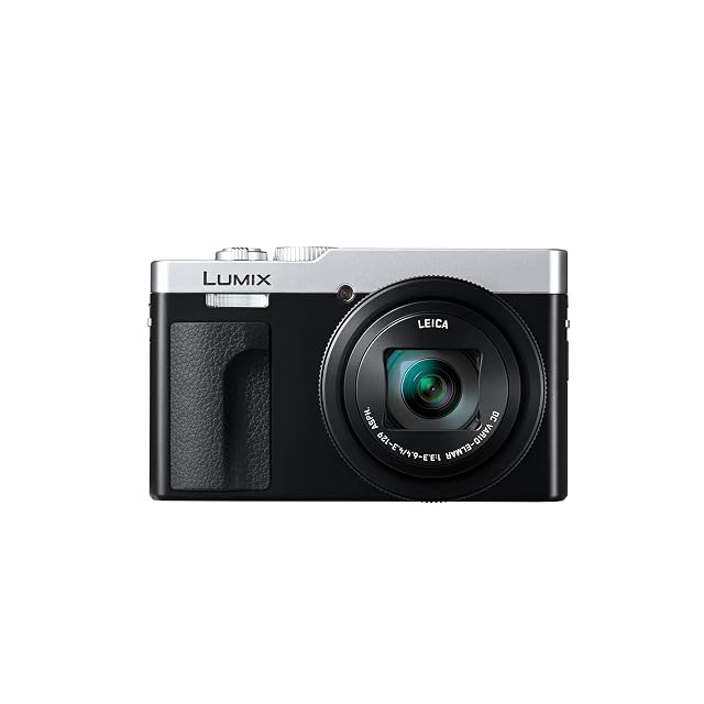 Panasonic Lumix DC-TZ99 silver travel compact camera with its zoom lens extended