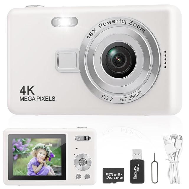 Weinsamkeit HZL-FGXJ white compact camera the size of a palm with a small lens and rear screen