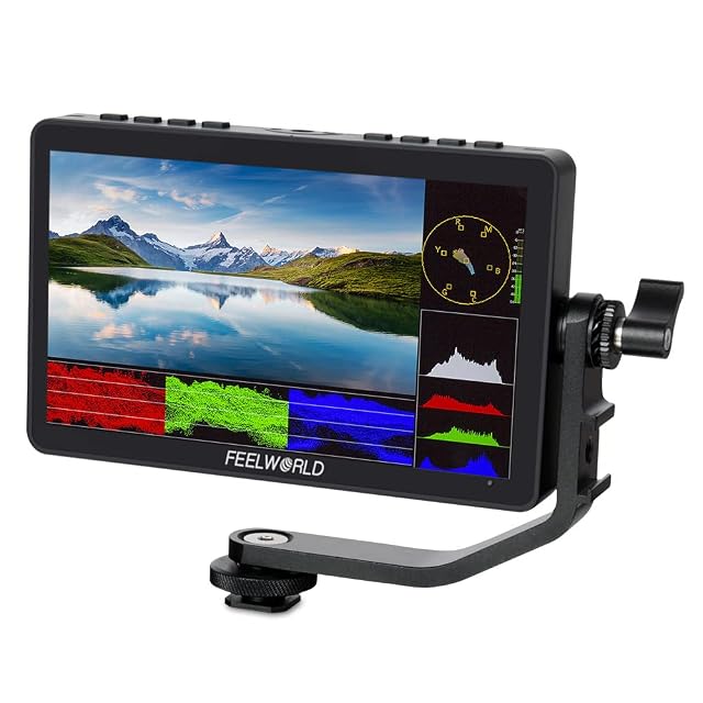 FEELWORLD F5 Pro V4 with its F970 battery plate and external power kit fitted