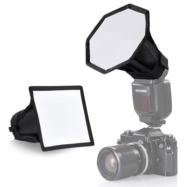 NEEWER NS5P softbox pair, one rectangular and one octagonal, mounted on flash heads
