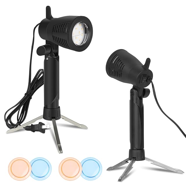 EMART table-top LED spotlights with their color gel filters