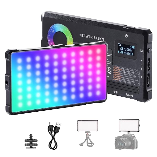 NEEWER SL90C RGB pocket panel showing its display