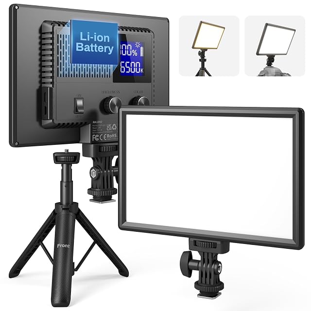 RaLeno PLV-S116 LED panel in black on its supplied extendable mini tripod