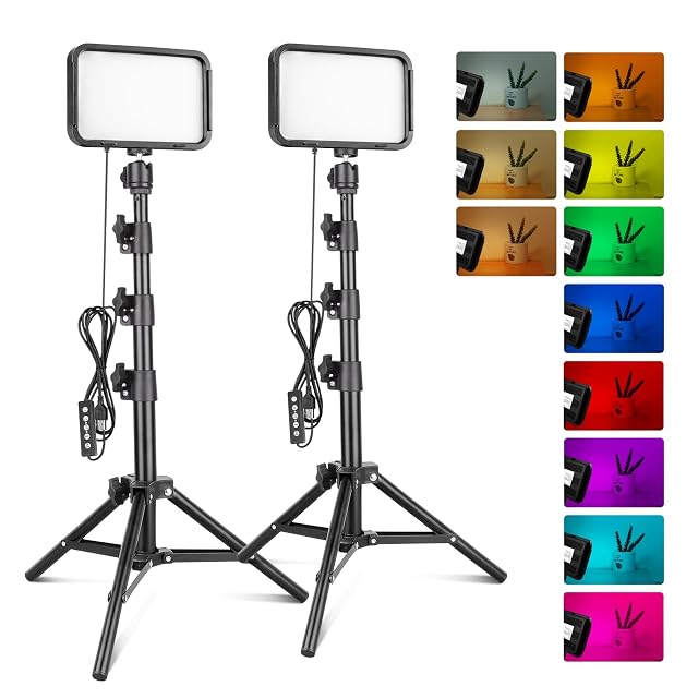 Torjim RGB light pair on their adjustable tripod stands