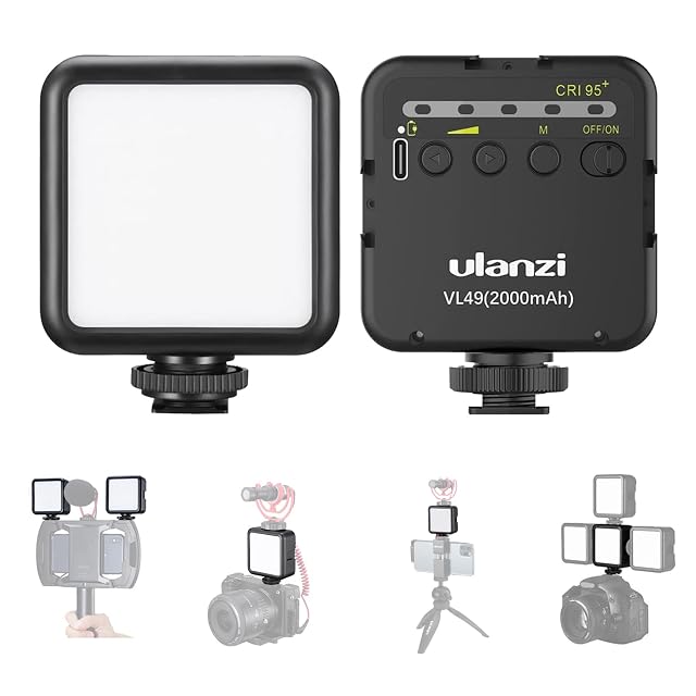 ULANZI VL49 pocket fill light with three cold shoe mounts
