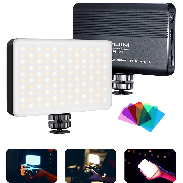 VIJIM VL120 LED panel with its silicone cover and color filters
