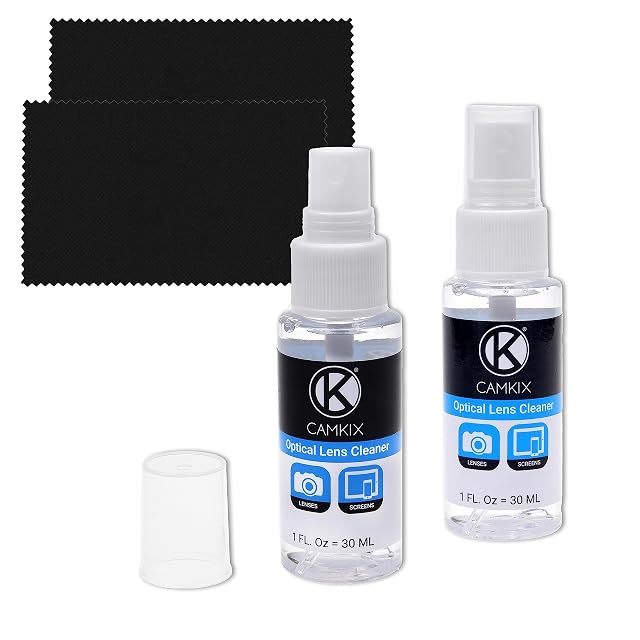 CamKix cleaning kit with two spray bottles and two microfibre cloths