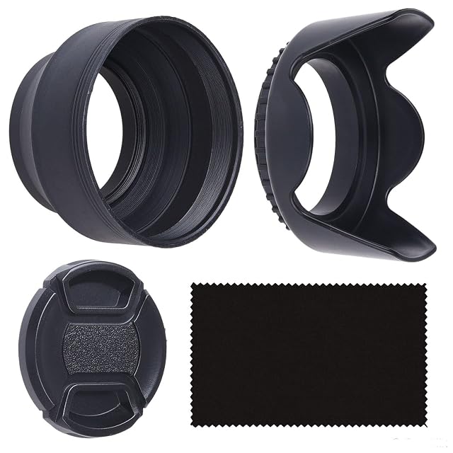CamKix set of two rubber collapsible hoods, a tulip hood and a lens cap