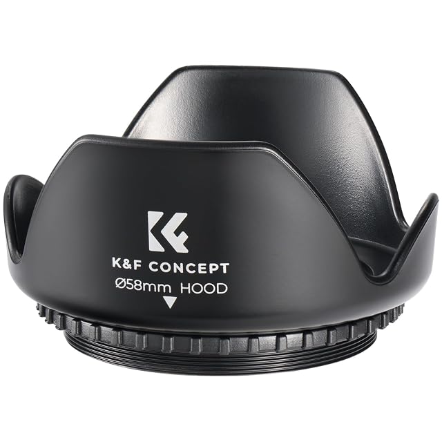 K&F Concept petal lens hood showing its scalloped edges and matt inner surface