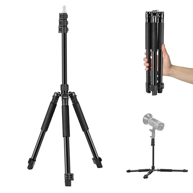 NEEWER ST195 light stand with its legs folded upward alongside the column