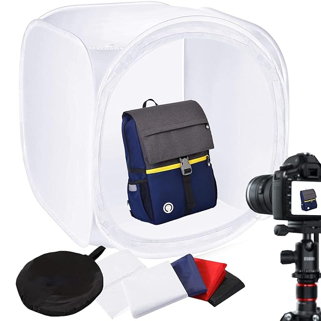 PYXEL 90 cm diffusion tent with its front panel closed, showing the lens slot