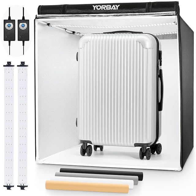 Yorbay 80 cm light tent with its two internal LED strips and dimmer