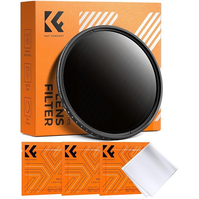 K&F Concept variable ND filter with its knurled trapezoid-patterned ring