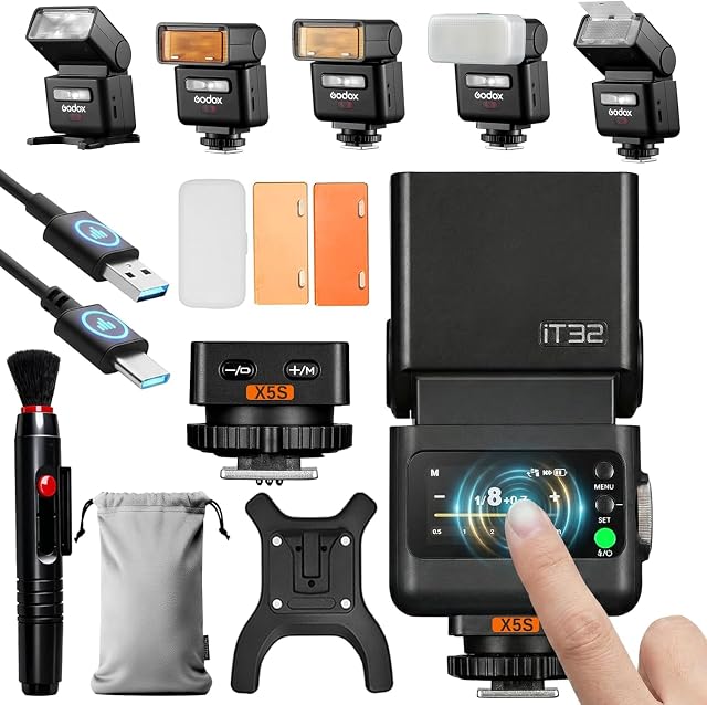 Godox iT32 flash with the X5-S trigger detached and sitting beside it