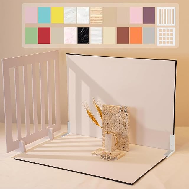 Exzycke double-sided card backdrops with a bottle standing on one of them