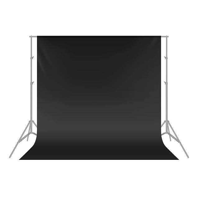 NEEWER black polyester backdrop hanging from a crossbar through its pole pocket