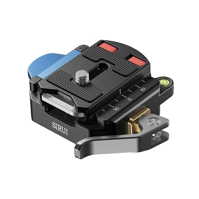 SIRUI QC-55 quick release plate and its clamp base with a bubble level