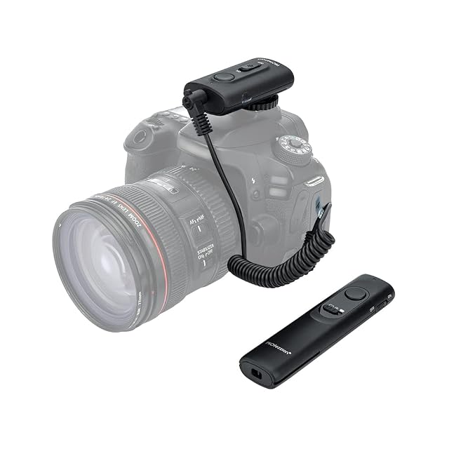 PROfezzion wireless shutter release transmitter and receiver with its tripod clip