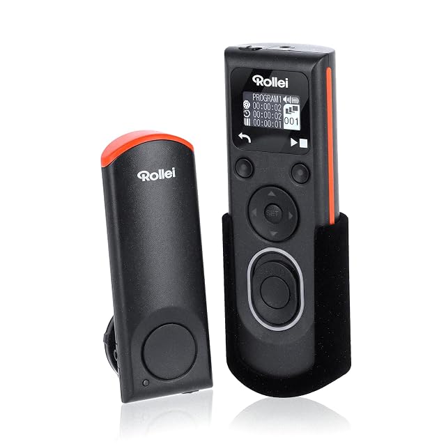 Rollei wireless remote release with its illuminated OLED display lit