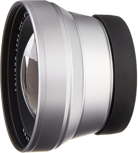 Fujifilm TCL-X100 II silver teleconverter beside an X100 camera