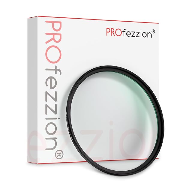PROfezzion 67 mm UV filter in its slim aluminium frame beside its padded case
